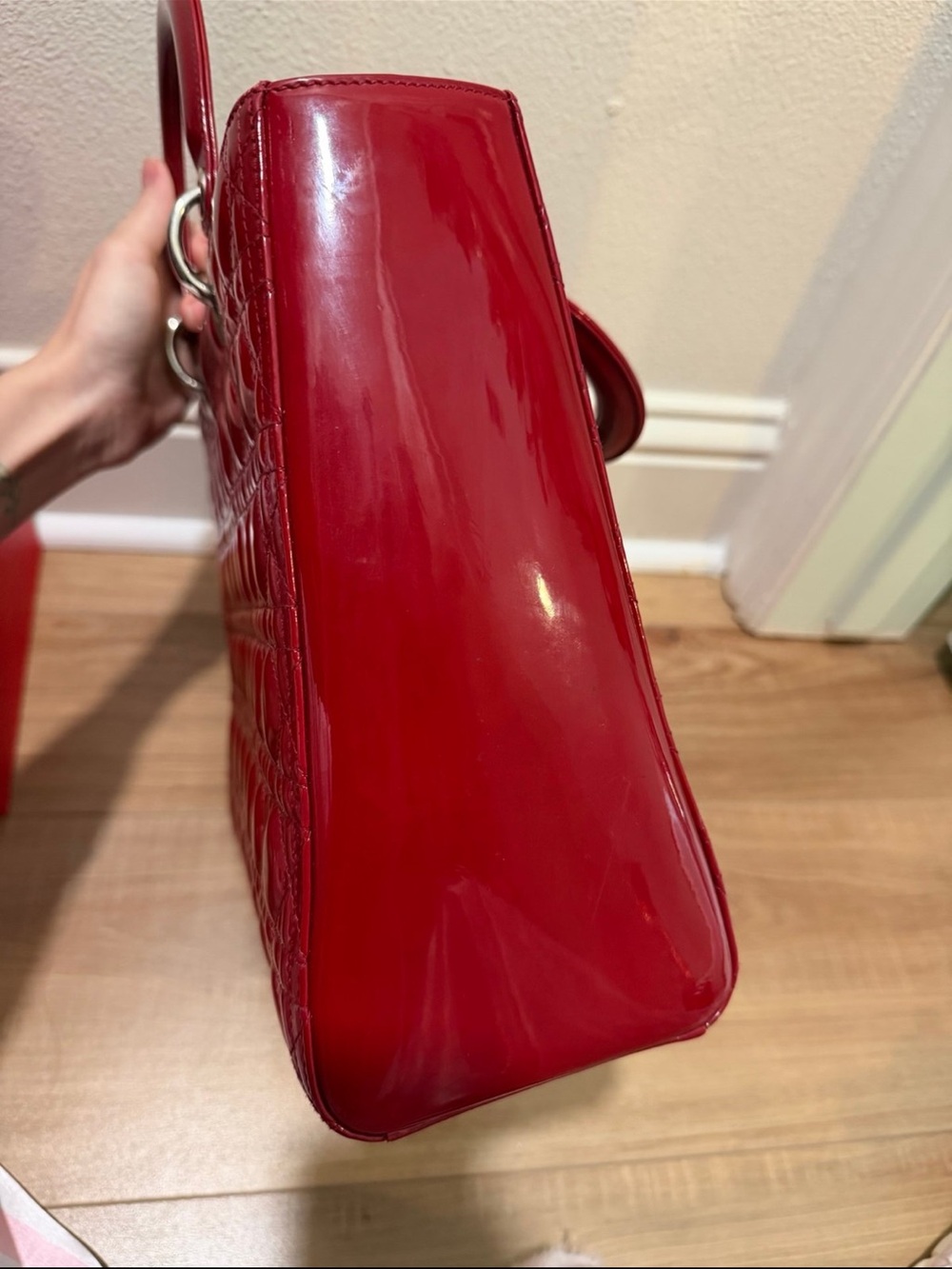 Dior Red Patent Cannage Leather Large Lady Dior - Picture 4 of 12